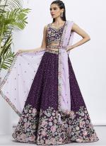 Pure Chiffon Purple Party Wear Sequins Work Lehenga Choli